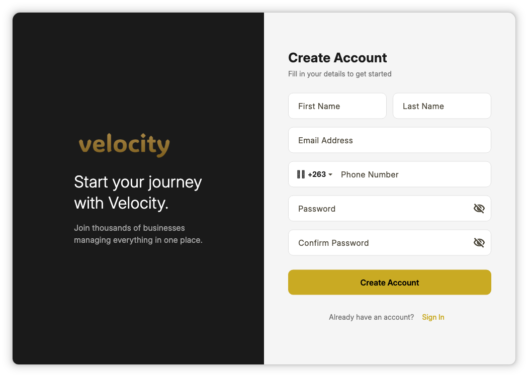 Create your account