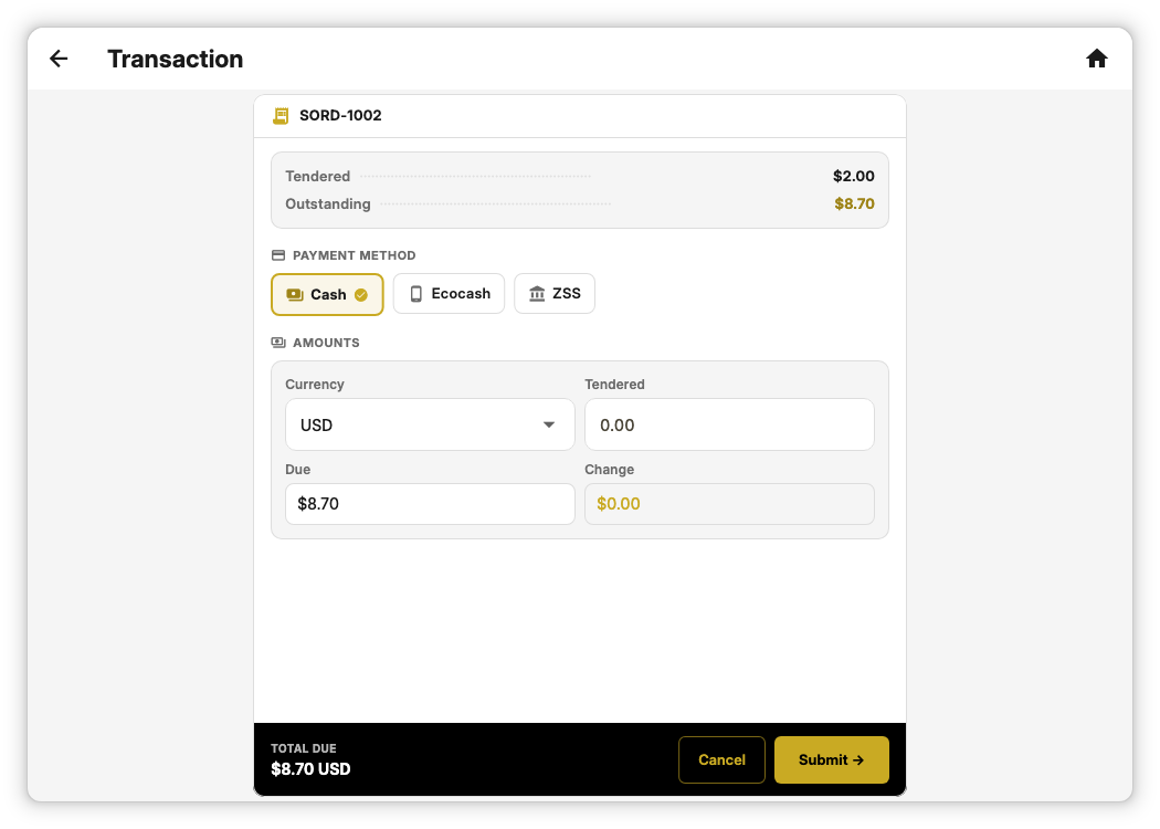 Part-payment example
